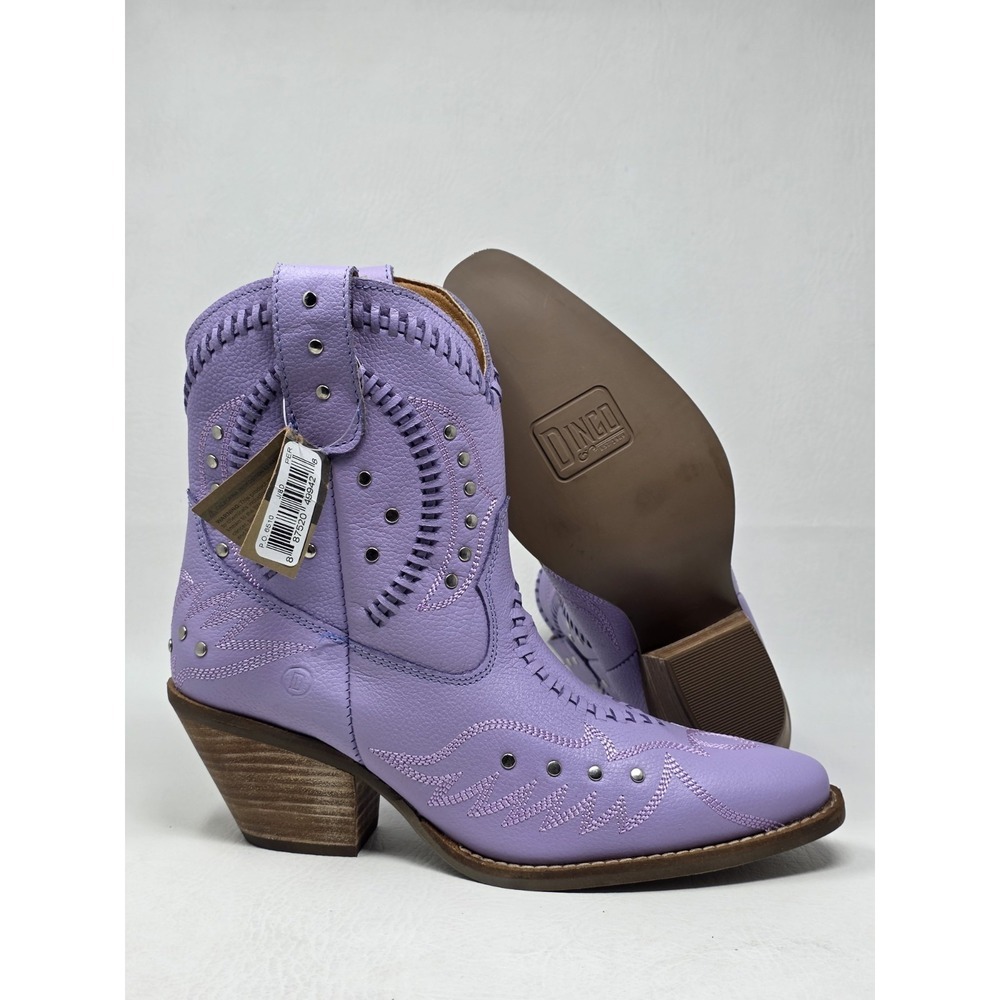 Dingo Women's Lavender Western Ankle Leather Boots Size 8.5 NEW